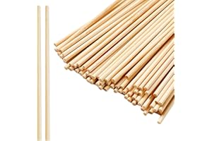 Jisrcha Bastoncini in Legno Rotondi 80 Pezzi 30 Cm per Diffusori Lavori A Maglia Progetti Artistici Modellismo (6 MM)