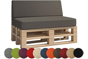 CHILLY PILLEY Haus & Garten Cuscino per pallet da giardino Madera, ideale per interni ed esterni, lavabile, sfoderabile, cuscino da seduta e per schienale