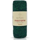 Premium 1,5 mm Sparkle Polyester Simli Makrome İpliği 100 Gr Supla İpliği ve &Ccedil;anta İpi Polyester İpi (Yeşil)