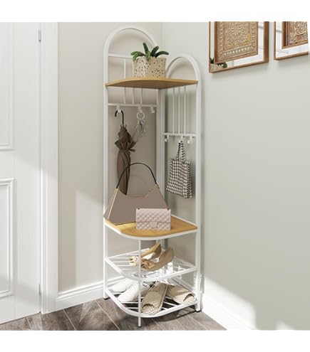 Perchero Recibidor Perchero Esquinero De Bambú Plegable 12