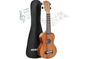 HUAWIND Sopran-Ukulele für Anfänger, 53,3 cm, Mahagoni, professioneller Starter, hawaiianische Ukulele, kleine Gitarre für Kinder, Erwachsene, Studenten, Kinder
