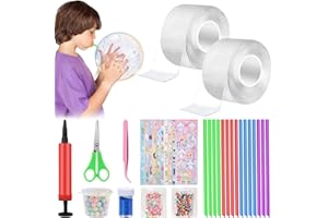 Herefun Nano Tape Bubbles, 34 Pcs Self-Adhesive Nano Tape Bubbles with Sequins, DIY Creative Craft Toys for Children, Double Sided Nano Tape for Blowing Bubbles Decompression Toys Adult