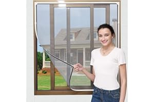 NeatiEase Adjustable DIY Magnetic Window Fly Screen Max 100x130 cm,Washable Insect Net Mesh,Mosquito & Bug Protection,Wide Flame & Water Resistant Easy Installation (White Frame Grey Net)