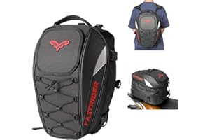 Oamger Borsa da sella per moto, borsa da coda da moto, portatile zaino e borse per bagagli impermeabili per casco da moto, doppio uso, capacità espandibile 37L, bagagli e trasporto di attrezzi (rosso)