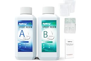 SigWong Resina Epossidica Trasparente Kit Principianti 520ml - Rapporto 1:1 Colla Resina Epoxy con Indurente per Creazione Gioielli Fai da Te, Legno, Decorazioni, Resina per Creazioni