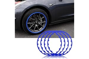 UIHECTA Protectores De Llantas, 16/17/18/19/20 Pulgada Protector De Llanta De Coche, ProteccióN Universal para Llantas, Anillo De ProteccióN para NeumáTicos De Coche, Juego De 4,Azul,18in