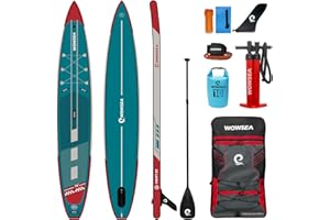 WOWSEA Tavola gonfiabile da corsa, tavola da SUP da esplorazione e stabilità, tavola da paddle per sport e corsa, con supporto per action camera, bella tavola iSUP per esercizi acquatici e giocatori