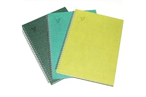 VJ VICTORIA'S JOURNALS Victoria's Journals Notebook A4, Hardcover, Pack of 3 notebooks, Lined pages, Luxury notebooks, Elegant Printing Series, Diary lined notebook, Spiral notebook a4 (A4, Green)