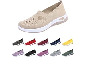 Gyaimxfu Zapatos Ortopédicos para Mujer con Malla Zapatillas Sin Cordones para Mujer Sin Manos Antideslizantes para Caminar Zapatillas Ortopédicas de Plataforma Ligeras Cómodas