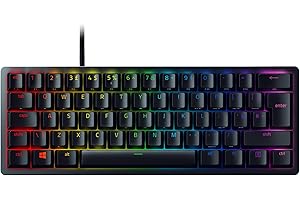 Razer Huntsman Mini (Red Switch) - 60 Percent Compact Gaming Keyboard (Linear Optical-Mechanical Switches, Doubleshot PBT Keycaps, Detachable USB-C Cable) QWERTY UK Layout | Black