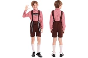 GÉNÉRIQUE Oktoberfest Enfant Garcon pour Fête de la Bière Costume Oktoberfest de Bavière Allemande Ensemble Salopette Folkloriques Deguisement Enfant Garçon Cosplay Tenue Bavarois Traditionelle