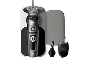 Philips Rasoir électrique Series 9000 Prestige, chrome brillant, système de rasage Lift & Cut, technologie SkinIQ, socle de recharge Qi, styler la barbe, tondre le nez, (modèle SP9871/22)
