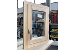 NIRU Finestra In Legno - L 50 x 70 H - Battente - Trattamento con preservante Ecosostenibile - Doppio vetro - Maniglia