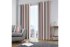 Fusion Two Curtain Panels, Cotton,Polyester, Blush, W229cm (90) x D229cm (90)