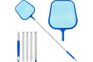Cozii Swimming Pool Skimmer Net, Pool Net with 5 Pole Sections, 11" x 64" Pool Skimmer Net with Ultra Fine Mesh Net, Telescop