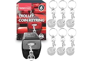 SOL 6pk Trolley and Locker Coin UK Pound Keyring for Shopping Carts Gym Storage Durable Metal Clip for Easy Access Everyday Use Travel Work Household Convenience and Practical Carry