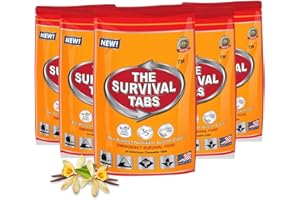 The Survival Tabs 120 comprimidos para 10 días de supervivencia de emergencia. Comidas listas para comer para viajes, acampadas, navegación, ciclismo y caza. Sin gluten ni OMG. 25 años de vida