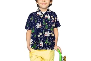 King Kameha Funky Hawaiihemd Herren Kurzarm Fronttasche Hawaii-Print X-Mas Christmas Weihnachten Rentier Santa Schnee Prints