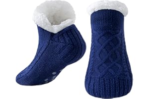 Niorasen Calcetines Hombre Mujer Termicos, Calcetines Invierno Antideslizantes Gordos, Calcetines Térmicos para Casa, Patucos Adulto Calentitos de Polar, Regalo Mujer Navidad, 1 par