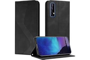 Fatcatparadise Funda para OPPO Realme 7 4G, Cuero Premium Fundas con Tapa Libro Móvil Phone Flip Wallet Case Protección Ranura Tarjeta Soporte Billetera Magnético Carcasa para OPPO Realme 7 4G (Negro)