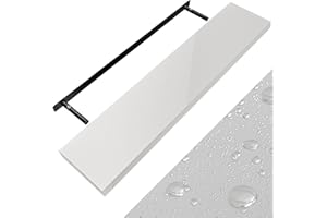 Casaria® Étagère Murale Flottante Blanc Brillant 110cm MDF Robuste Effet Flottant Support de Fixation Inclus étagère Bois