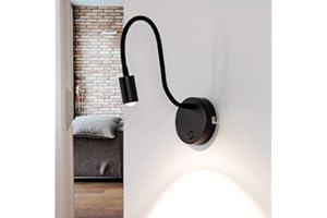 Licht-Erlebnisse Lampada da parete per interni LED flessibile spot in metallo nero 5W inclusa lampada da lettura regolabile lampada da lettura lampada da parete spot camera da letto