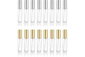 Chingde Glas Parfümzerstäuber, 16 Pcs Sprühflasche Parfüm Glas,Parfümzerstäuber Nachfüllbar,Zerstäuber Sprühflasche Leer,Parfümflakon Glas mit Zerstäuber für Reisen 10ml