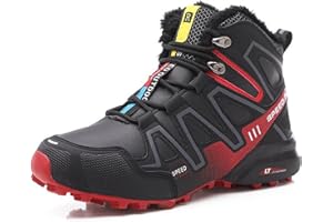 WYUKN MTB Cycling Shoes ，Men Motorcycle shoes Waterproof Trekking Bicycle shoes Outdoor hiking sneakers jogger man,Red-42EU