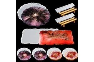 Wikimo 8 Stück Große Silikonformen gießformen für Tablett mit Tablettform, Tablettgriff Formen und Untersetzerformen, DIY Epoxidharz Silikonformen zur Herstellung von Griff Tablett und Untersetzer