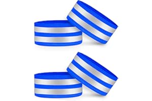 VERY IMPORTANT RUNNER - Bracciali Riflettenti a Doppia Striscia - Larghezza 5 cm - Chiusura Regolabile da 8 cm e visibilità a 360° - per Braccia, Gambe e Caviglie