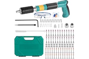 EASYMAIDI Manual Nail Gun Kit with 65 Round Nails and 65 nut Nails, 5 Speed Adjustable Manual Steel Nail Gun, Nail Wall Fastening Tool, Portable Nail Shooting Machine for Ceiling/Wire Hider/Install (Green)
