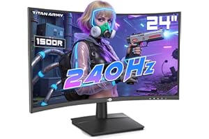 TITAN ARMY Ecran PC Gamer Incurvé 24 Pouces, 240Hz FHD 1920 x 1080p Moniteur 1500R,G-Sync&FreeSync 1ms, 110% sRGB HDR,HDMI,DP,C24A1H