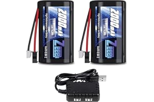 Zeee 2S Li-ION Batterie 7,4V 2000mAh avec Prise SM2P et Lot de 2 chargeurs USB Compatible avec Les Voitures RC MN D90/91, MN 99/99s, H101 H103 H105 RC Bateau RC Camion (2 pcs)