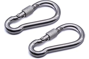 J Clarke Marine Pack of 2 - Carabiner snap hook with safety lock nut 316 A4 stainless steel 50mm 60mm 70mm 80mm 100mm 120mm140mm