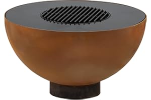BBQ-Toro Brasero avec barbecue Ø 60 cm | Aspect rouille | Barbecue à plaque de feu d'extérieur avec plaque de cuisson | Brasero pour jardin, Garden Fire Pit, Fire Bowl