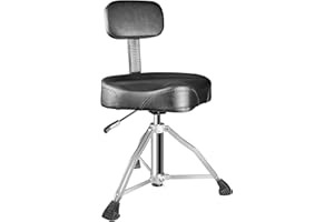 SONICAKE Drum Throne with Backrest Hydraulic Adjustable Height Double-braced Drum Chair Removable Drum Stool for Adult Drummers Guitar Players