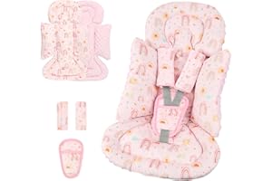 TANOFAR Infant Car Seat Insert and Strap Covers, Very Soft Car Seat Head Support Baby Girl Boy, Reversible Newborn Carseat Insert Cushion Fits for Stroller, Baby Swing, Bouncer