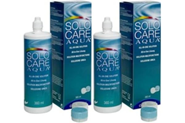 UPTOHIGH Nettoyant pour lentilles de contact 2 x 360ml - 3 mois de fourniture avec étuis MicroBlock antibactériens et formule HydroLock pour un confort amélioré toute la journée