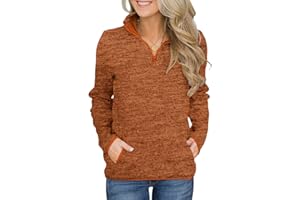 Magritta Women Jumpers Sweatshirt Long Sleeve Tops with Two Pockets Stand Collar 1/4 Zipper Jacket Sweatshirt