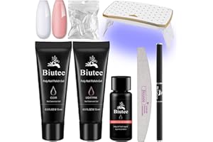 Biutee acrigel kit completo, kit Gel Unghie Ricostruzione, Nail Extension gel Trasparente 15ml e Rosa 15ml, Slip Solution 30ml, Mini Lampada UV