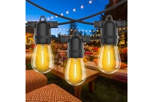 Bomcosy Festoon Lights Outdoor Mains Powered, S14 100FT Led Outdoor String Lights, Warm White 2700K, Waterproof IP65, Great Garden Terrace Patio Outside Lights