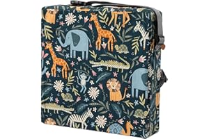 Chickwin Sitzerhöhung Stuhl Kind, Waschbar Baby Tragbar Sitzkissen Kinder Tragbares Boostersitze Verstellbar Zerlegbar Kleinkind Sitzerhöhung Kissen für Esstisch Reise (32x32x8cm,Tierpark)
