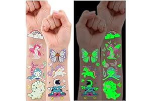 Leesgel Tattoos für Kinder, 140 Stück Leucht Kindertattoos Sticker für Kindergeburtstag Gastgeschenke, Mitgebsel Kindergeburtstag Party Giveaways Kleine Geschenke Adventskalender Füllung Kinder