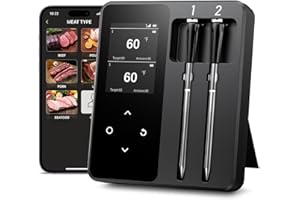 ONHERM Termometro Cucina Wireless con 2 Sonde, Schermo LCD, 130m di Portata, Termometro Carne con Smart APP per Barbecue, Forno, Grill, Affumicatore, Girarrosto, Friggitrice, IP67 Impermeabile