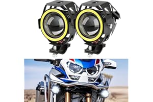 DREAMIZER Faro Moto Led U7 LED Faros Delanteros Luces antiniebla Foco DRL Luces de motocicleta universales con anillo de halo de ojos de ángel blanco, 2PCS