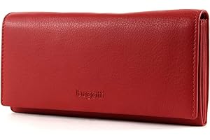 Bugatti Vertice Portfel damski skórzany 25 kart o dużym pojemności, Czerwona, L, Klasyczny