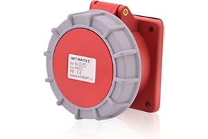 INTRATEC 100% SHOPPING Intratec presa da incasso inclinata CEE 32A 400V 5 poli IP67 6h rosso/grigio IEC60309, qualità industriale