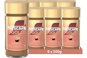 NESCAFÉ Gold Crema, rozpuszczalna kawa ziarnista z wyselekcjonowanych ziaren kawy Arabica, proszek rozpuszczalny, kofeina i aromatyczna, 6 sztuk (6 x 200 g)