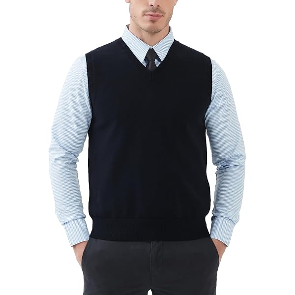 Gilet Homme Laine Mélangée Col V Tricoté Kallspin | Pull Sans Manches Câblé Confortable Et Élégant | Idéal Bureau Et Décontracté