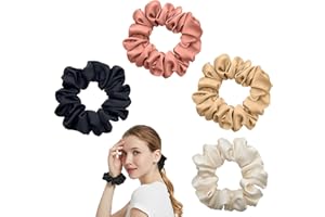 Ikadiya Haargummi[4 Stück], Haare Ringe, Haargummis Elastische Haarbänder Pferdeschwanz, Haargummis Scrunchies Satin, für Damen und Mädchen(4 Farben)